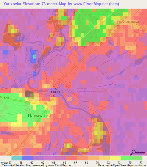 Yarizovka,Ukraine Elevation Map