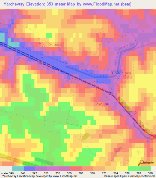 Yarchevtsy,Ukraine Elevation Map