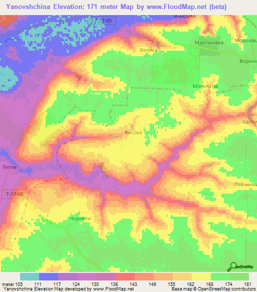 Yanovshchina,Ukraine Elevation Map