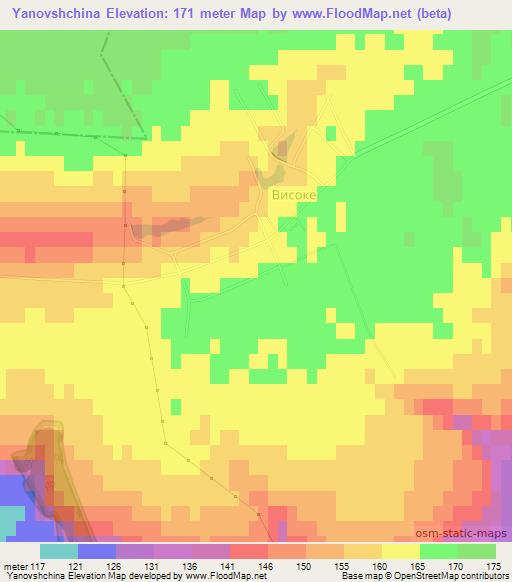 Yanovshchina,Ukraine Elevation Map