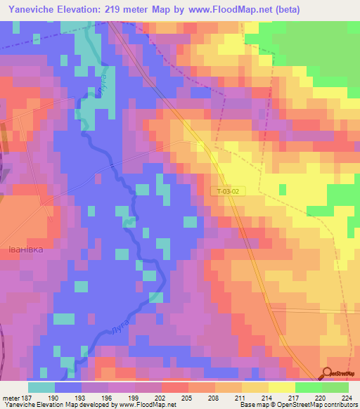Yaneviche,Ukraine Elevation Map