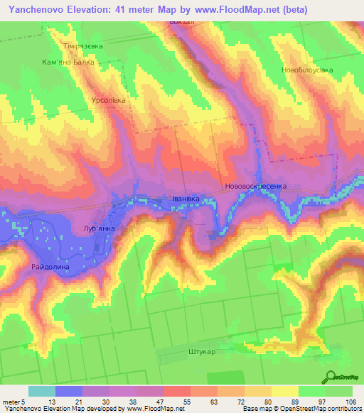 Yanchenovo,Ukraine Elevation Map