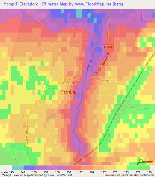 Yampil',Ukraine Elevation Map