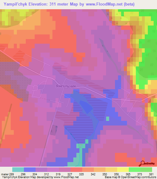 Yampil'chyk,Ukraine Elevation Map