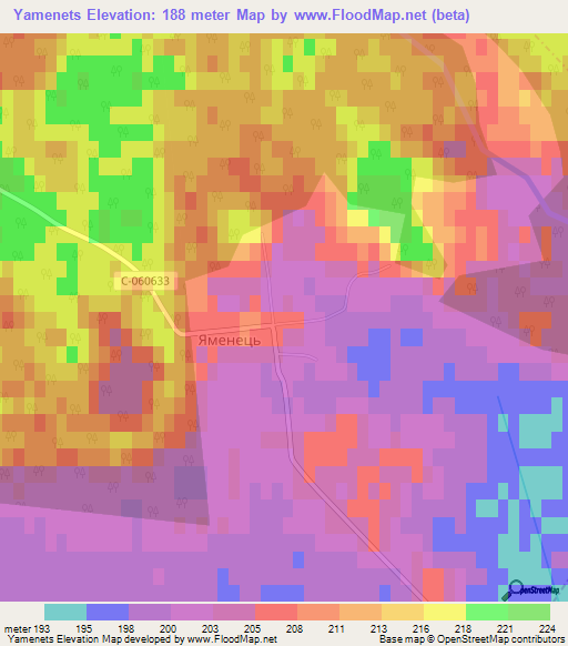 Yamenets,Ukraine Elevation Map