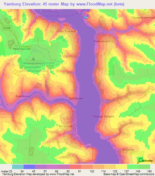 Yamburg,Ukraine Elevation Map