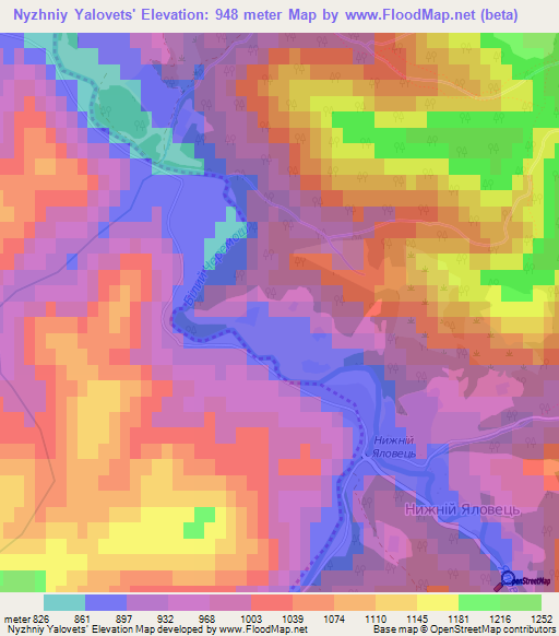 Nyzhniy Yalovets',Ukraine Elevation Map