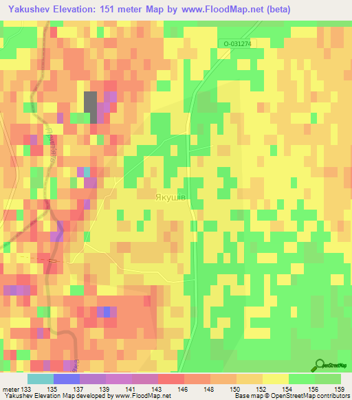 Yakushev,Ukraine Elevation Map