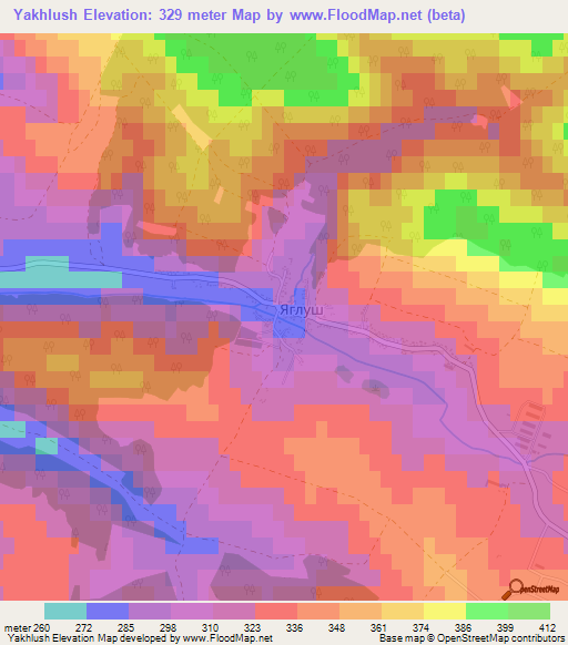 Yakhlush,Ukraine Elevation Map