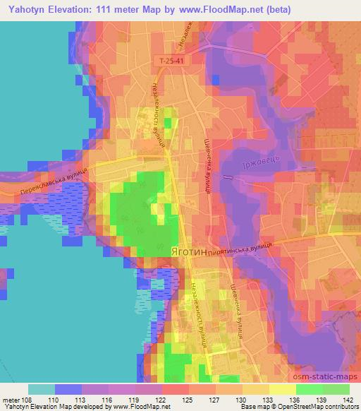 Yahotyn,Ukraine Elevation Map