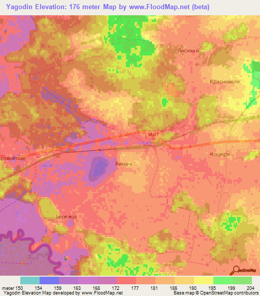 Yagodin,Ukraine Elevation Map