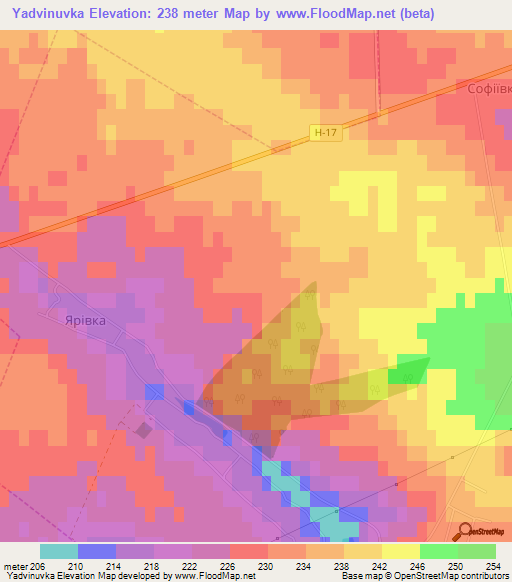 Yadvinuvka,Ukraine Elevation Map