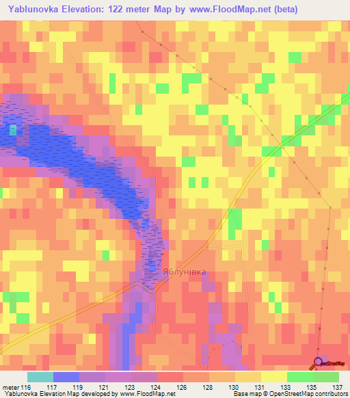 Yablunovka,Ukraine Elevation Map