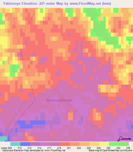 Yablonoye,Ukraine Elevation Map