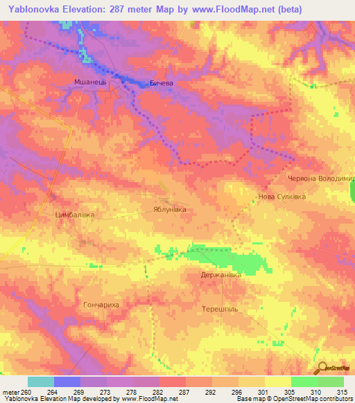 Yablonovka,Ukraine Elevation Map