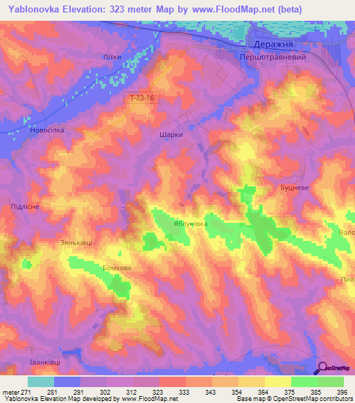 Yablonovka,Ukraine Elevation Map