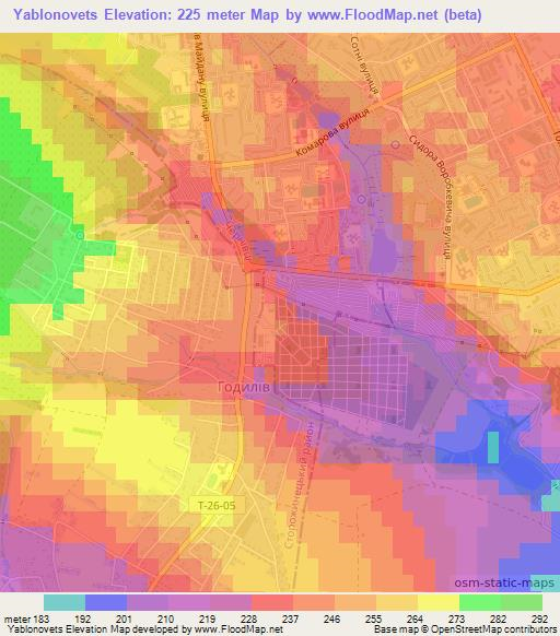 Yablonovets,Ukraine Elevation Map