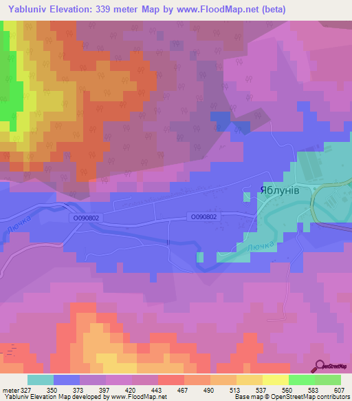 Yabluniv,Ukraine Elevation Map