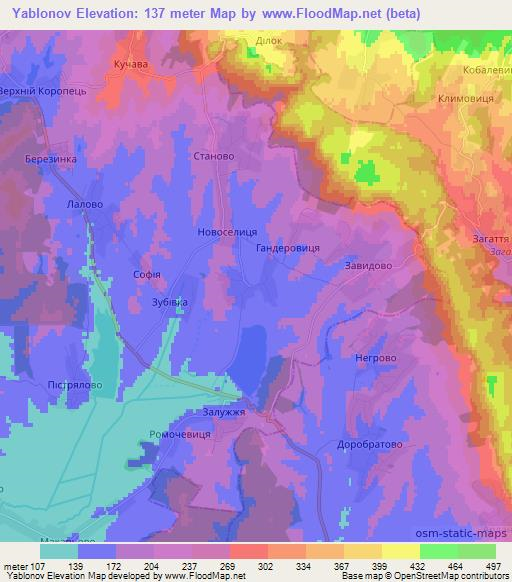 Yablonov,Ukraine Elevation Map