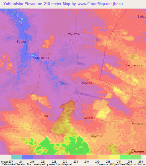 Yablonivka,Ukraine Elevation Map