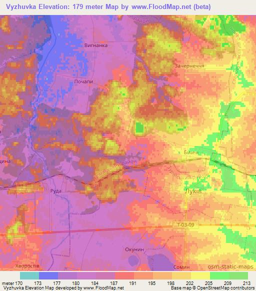 Vyzhuvka,Ukraine Elevation Map