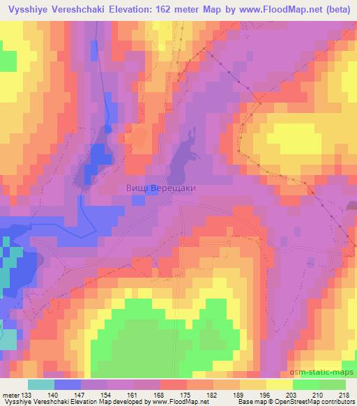 Vysshiye Vereshchaki,Ukraine Elevation Map
