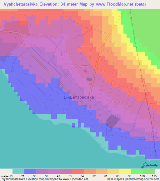 Vyshchetarasivka,Ukraine Elevation Map
