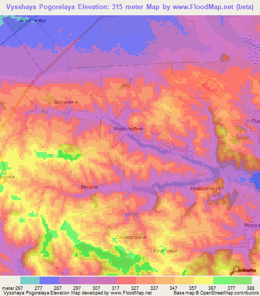 Vysshaya Pogorelaya,Ukraine Elevation Map