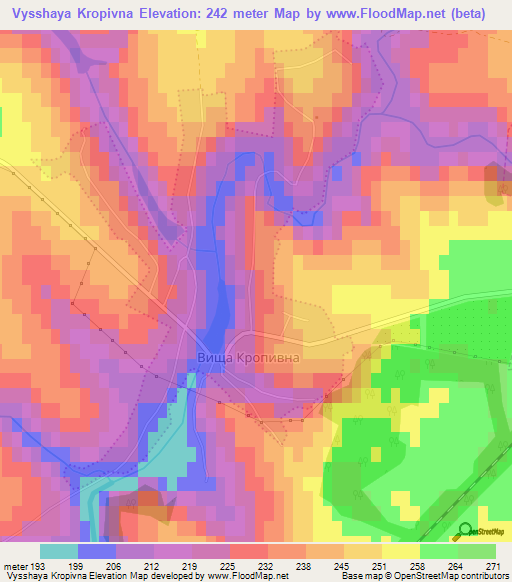 Vysshaya Kropivna,Ukraine Elevation Map