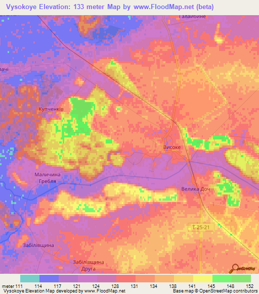 Vysokoye,Ukraine Elevation Map