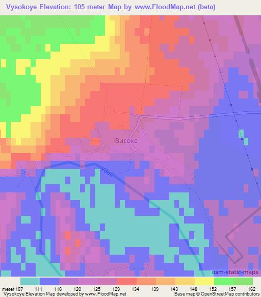 Vysokoye,Ukraine Elevation Map