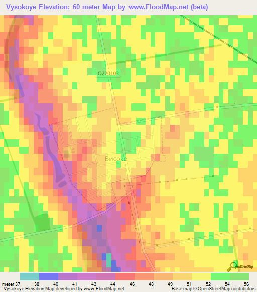 Vysokoye,Ukraine Elevation Map