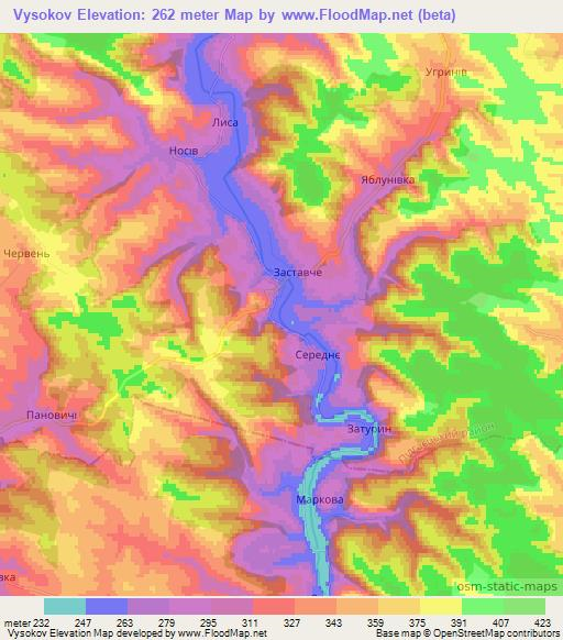 Vysokov,Ukraine Elevation Map