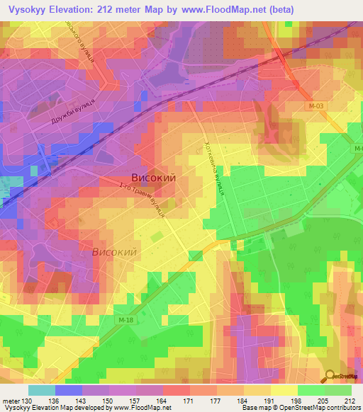 Vysokyy,Ukraine Elevation Map