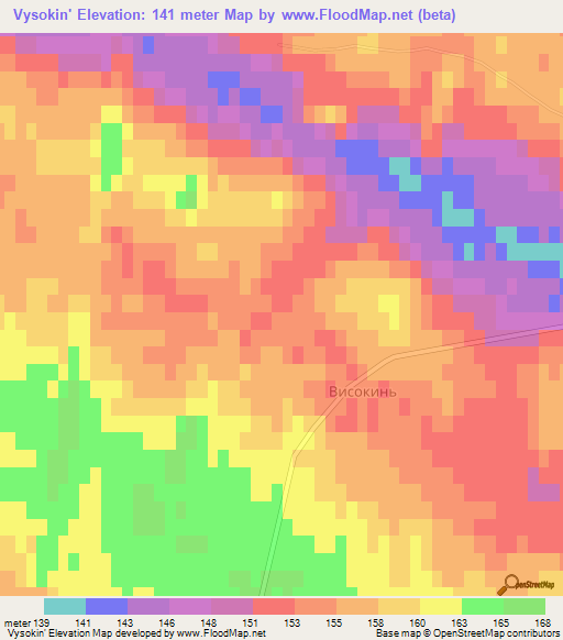 Vysokin',Ukraine Elevation Map