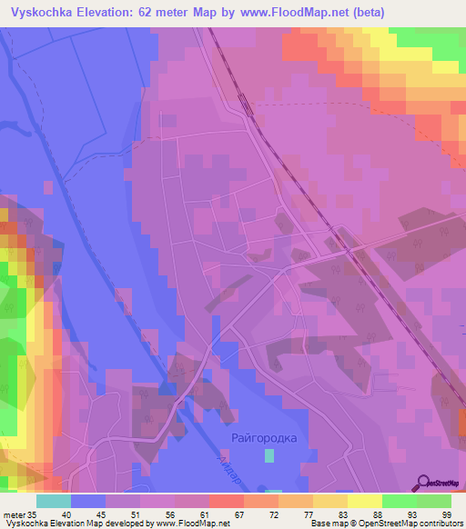 Vyskochka,Ukraine Elevation Map