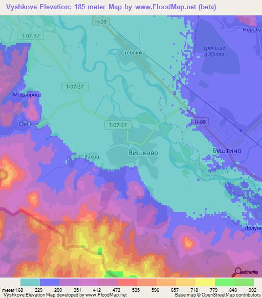 Vyshkove,Ukraine Elevation Map