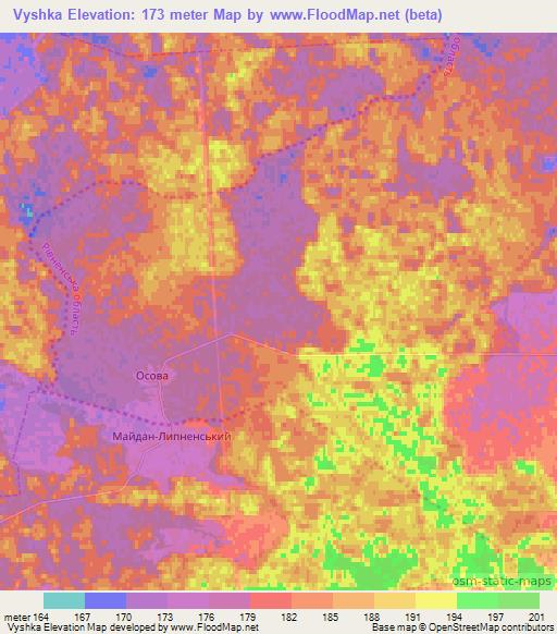 Vyshka,Ukraine Elevation Map