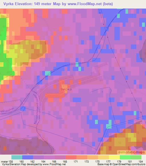 Vyrka,Ukraine Elevation Map