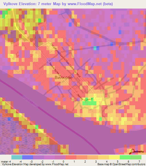 Vylkove,Ukraine Elevation Map
