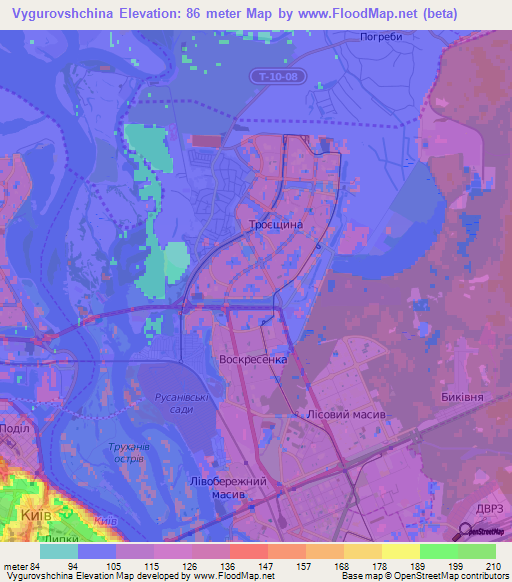 Vygurovshchina,Ukraine Elevation Map