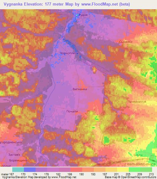 Vygnanka,Ukraine Elevation Map