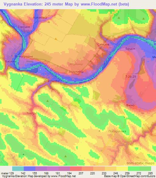 Vygnanka,Ukraine Elevation Map