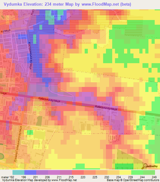 Vydumka,Ukraine Elevation Map