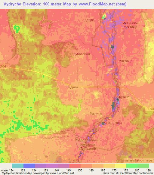 Vydryche,Ukraine Elevation Map