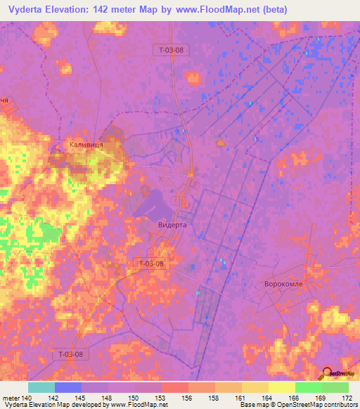 Vyderta,Ukraine Elevation Map