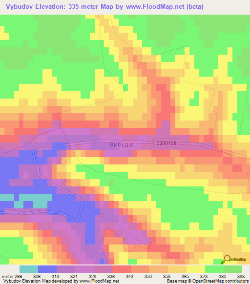 Vybudov,Ukraine Elevation Map