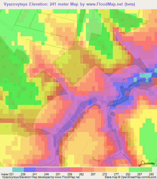 Vyazovytsya,Ukraine Elevation Map