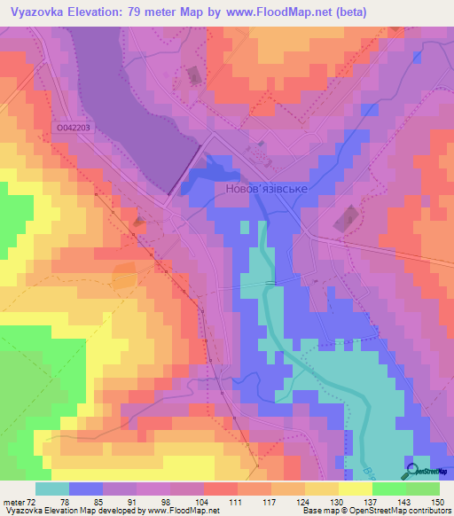 Vyazovka,Ukraine Elevation Map