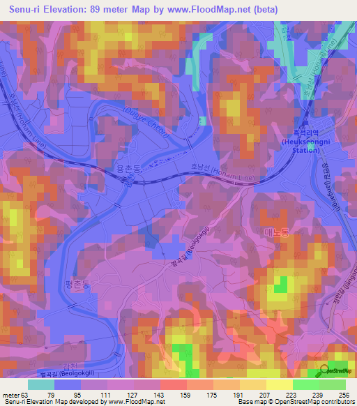 Senu-ri,South Korea Elevation Map